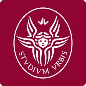 Icona di SapienzApp. Cherubino stilizzato bianco su sfondo bordeaux,  dentro un ovale. Al cui interno è scritto: "Studium Vrbis"